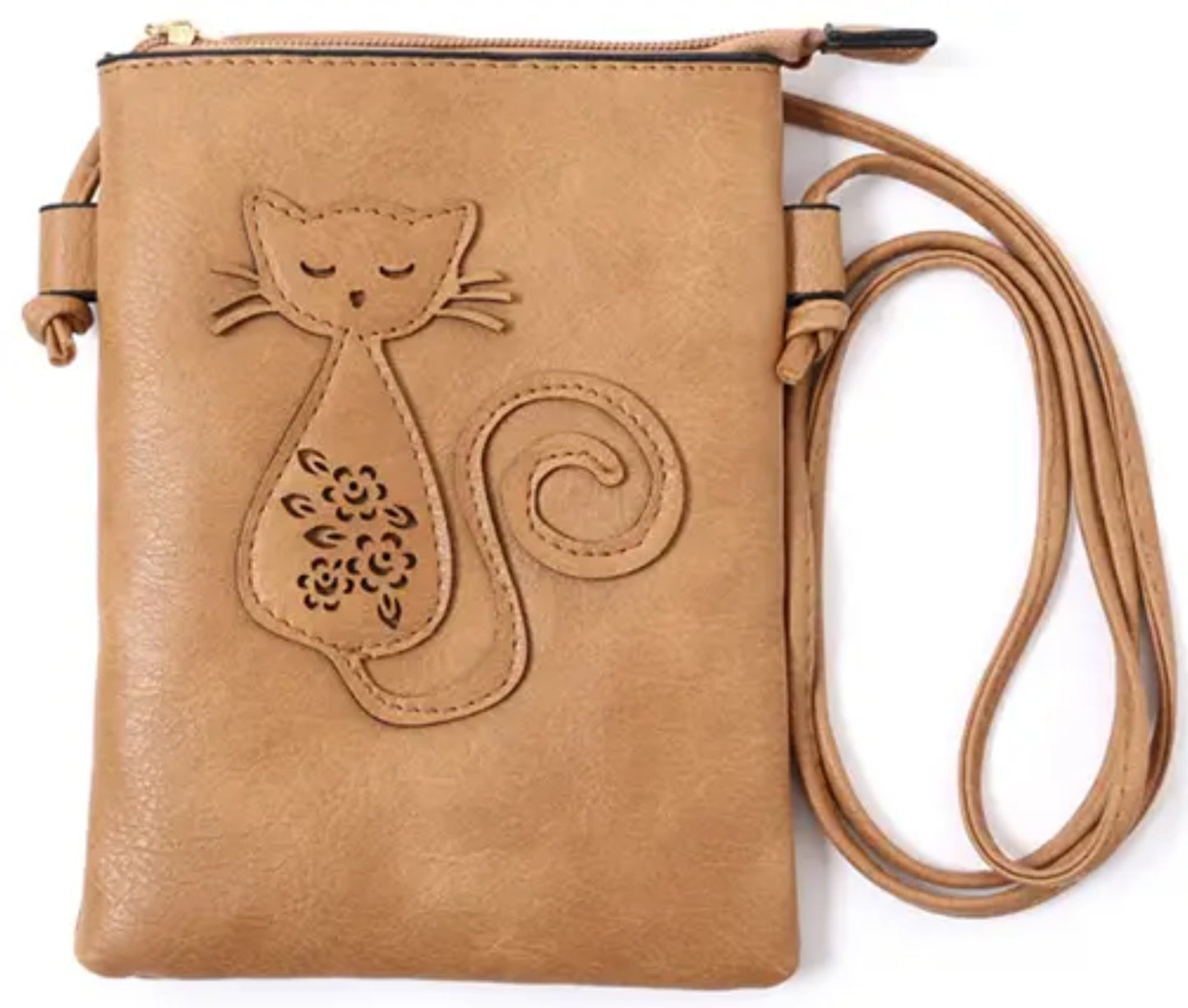 Cat Laser Cut Cross Body Bag with Flip Cover