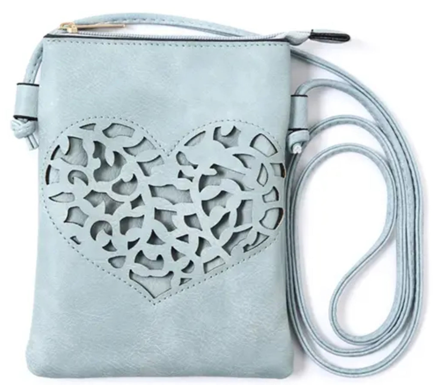 Blue Heart Crossbody Cellphone Bag