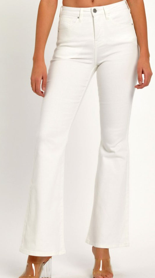 Risen Mid Rise White Flare Pants