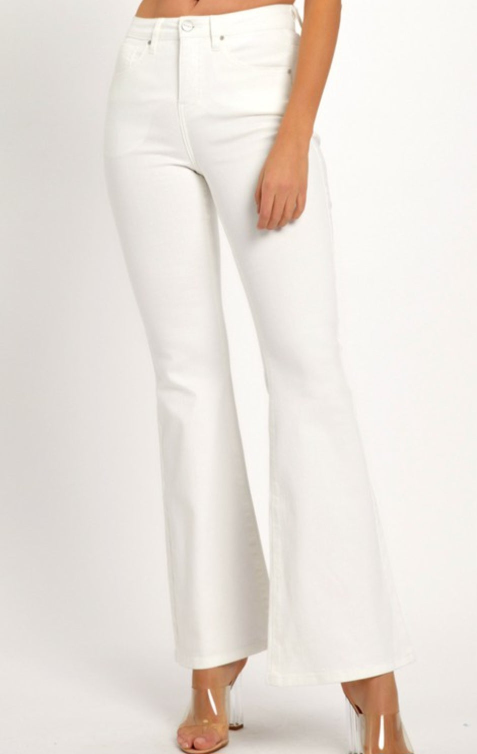 Risen Mid Rise White Flare Pants