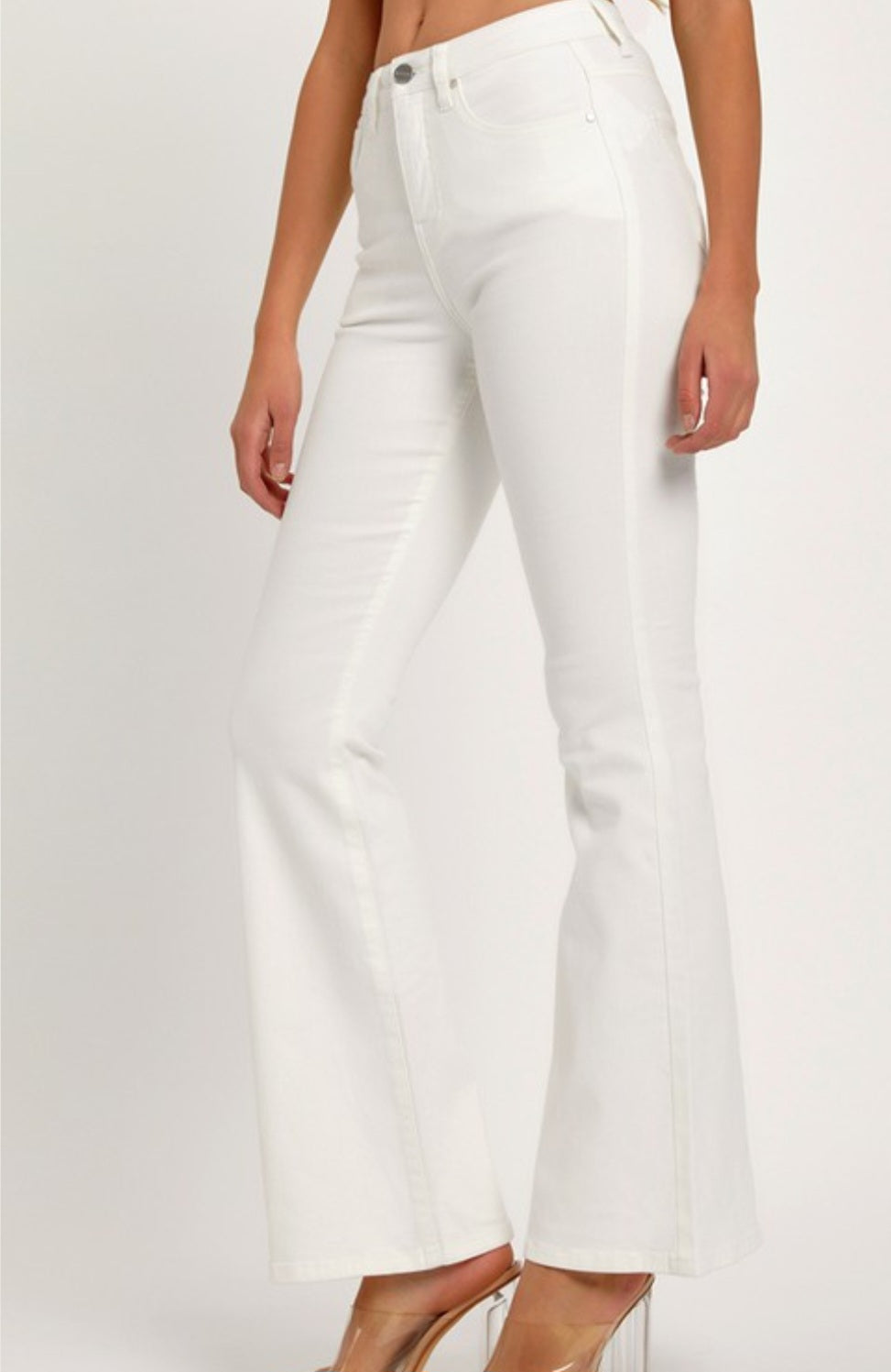 Risen Mid Rise White Flare Pants