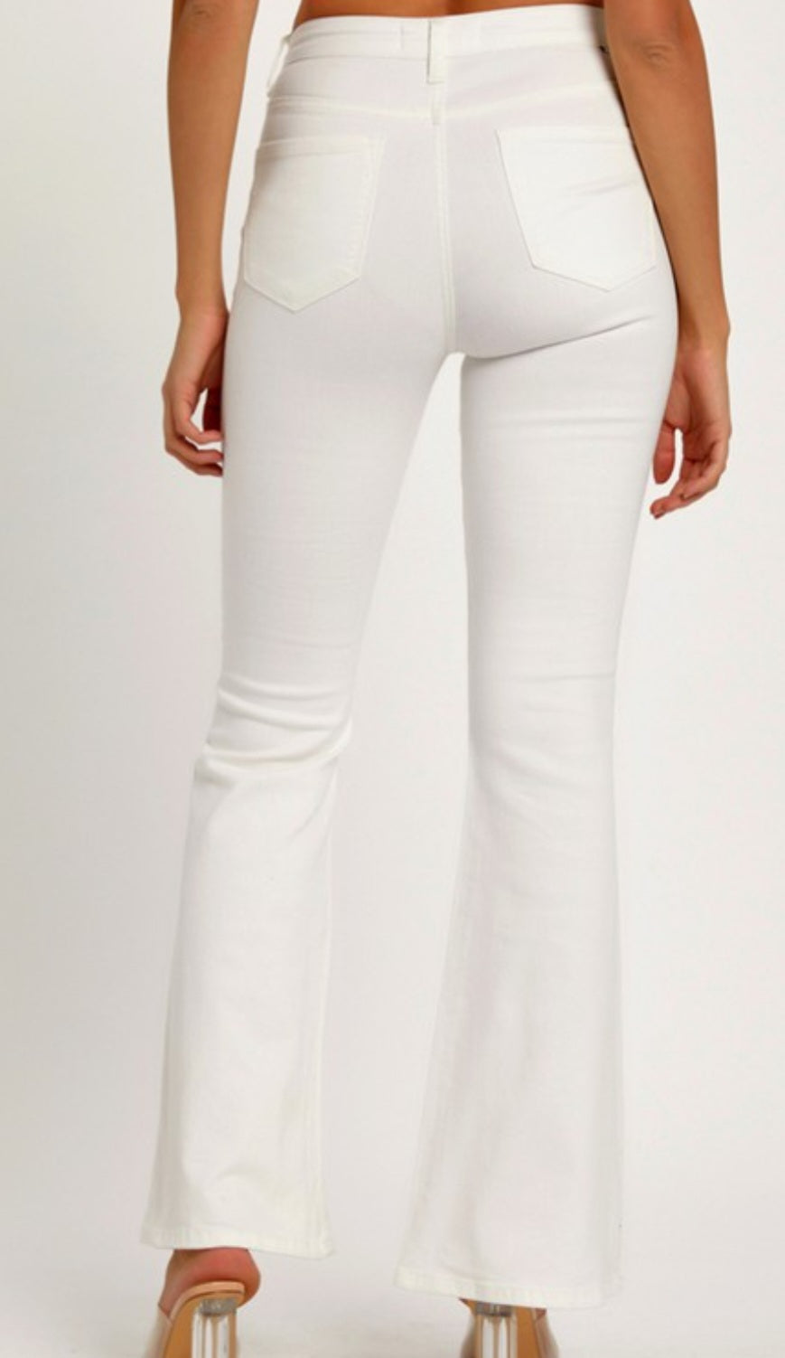 Risen Mid Rise White Flare Pants