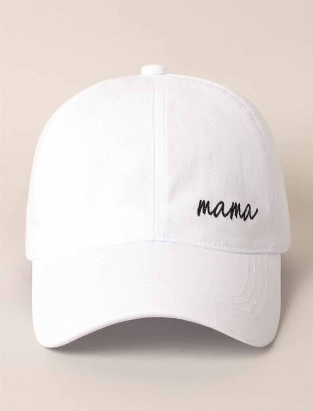 Mama Lettering Embroidery White Baseball Cap