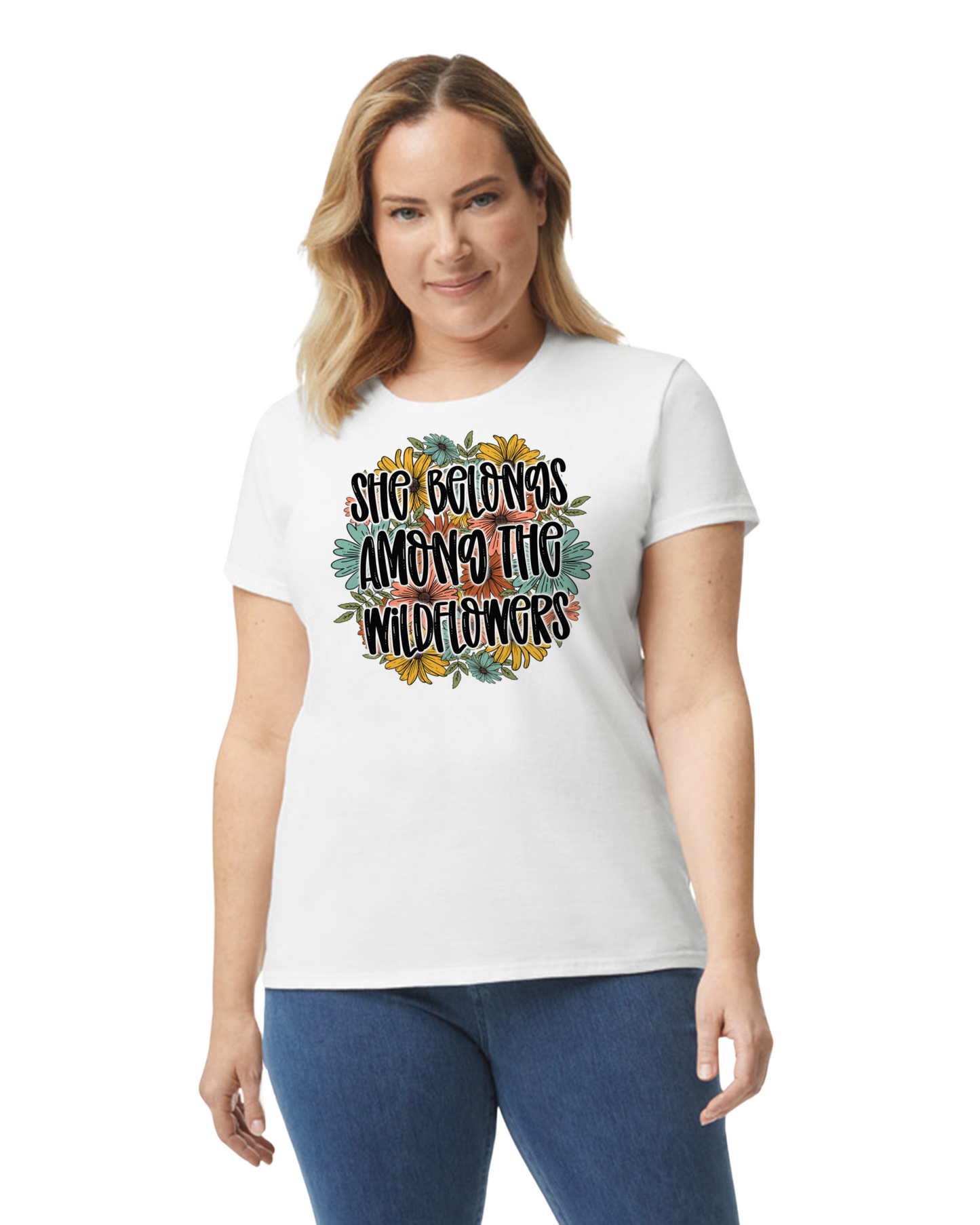 She Belongs Among the Wildflowers Regular & Plus Graphic Tee