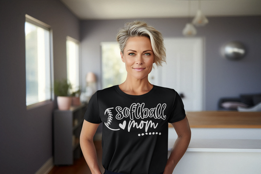 Softball Mom Graphic Tee with White Lettering