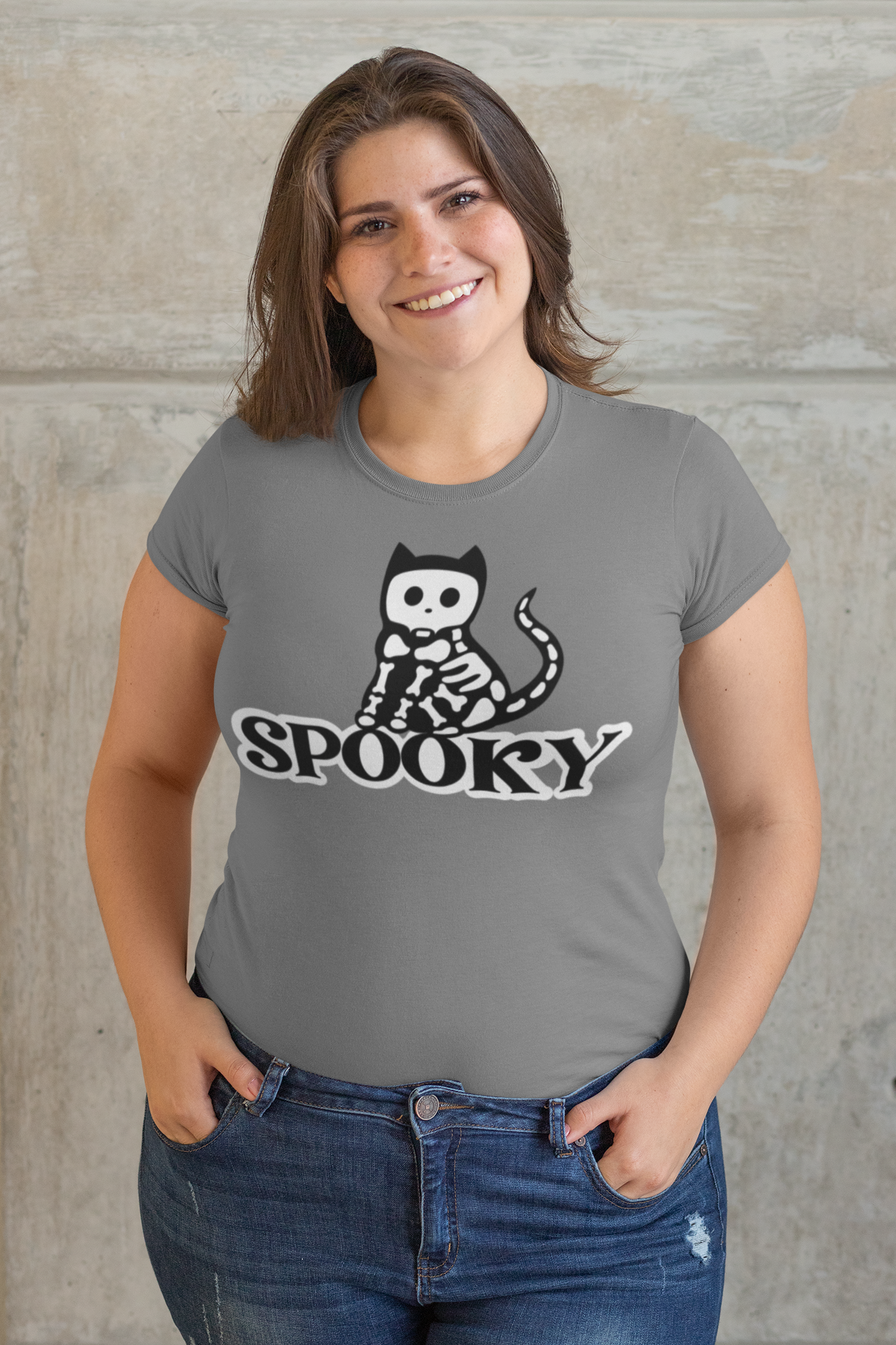 Spooky Cat in Black & White Regular & Plus Long or Short Sleeve Graphic Tee