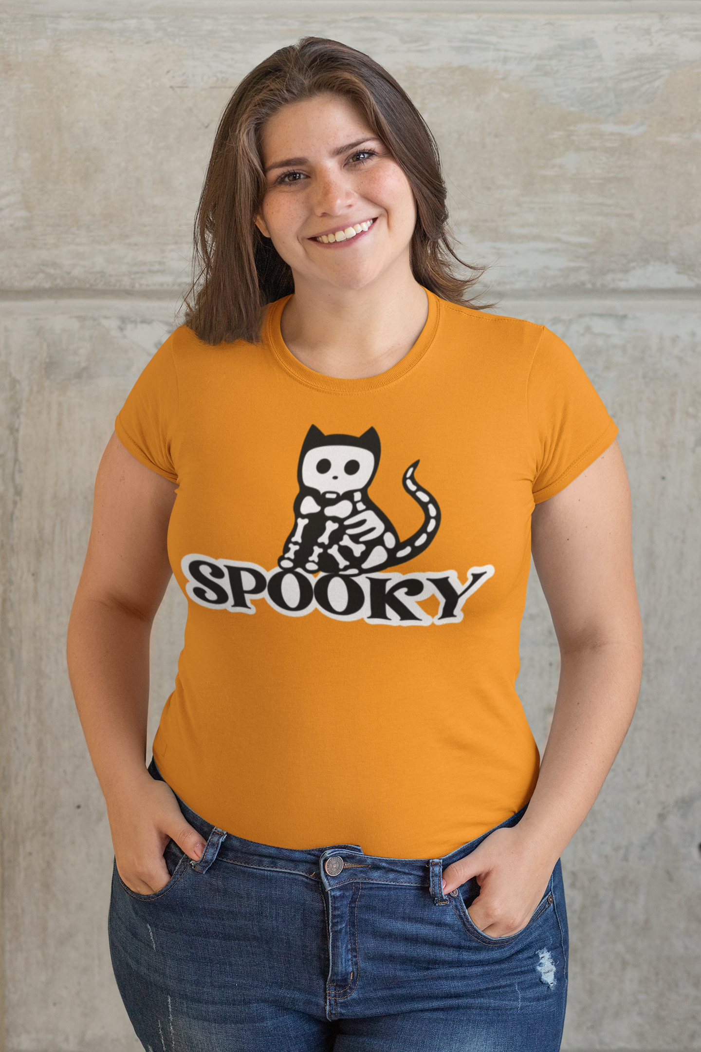 Spooky Cat in Black & White Regular & Plus Long or Short Sleeve Graphic Tee