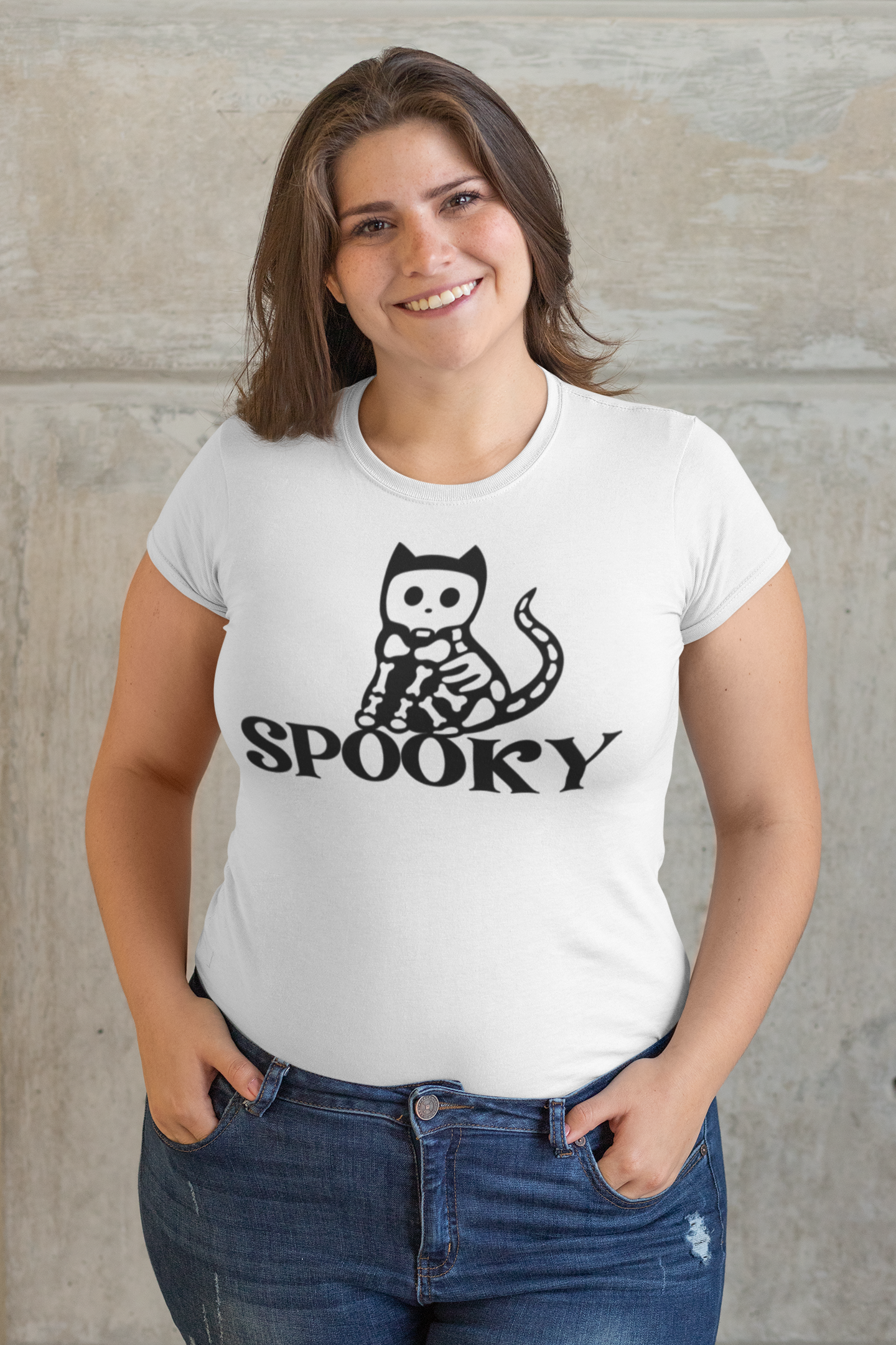 Spooky Cat in Black & White Regular & Plus Long or Short Sleeve Graphic Tee