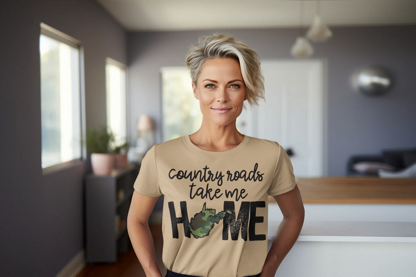 Country Roads Take Me Home Camo in Regular & Plus Graphic Tee