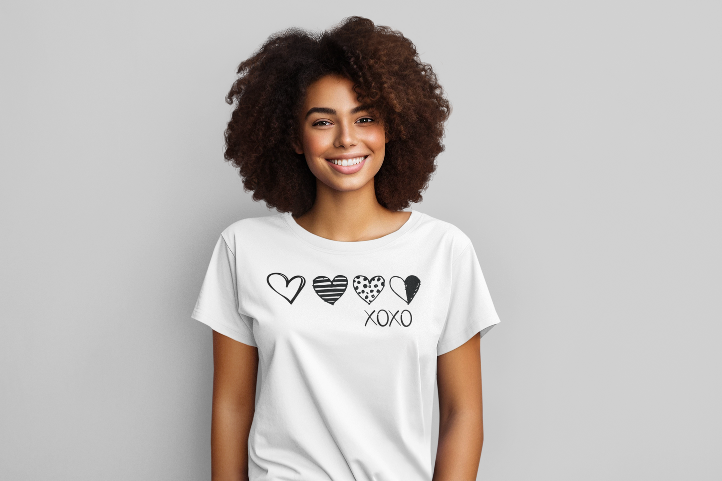 Tiny Hearts Tee Black Lettering