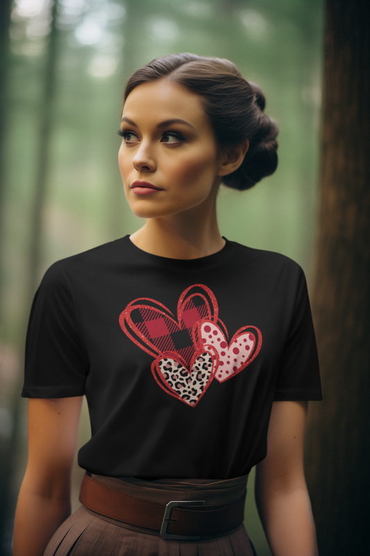 Triple Hearts Long or Short Sleeve Tee