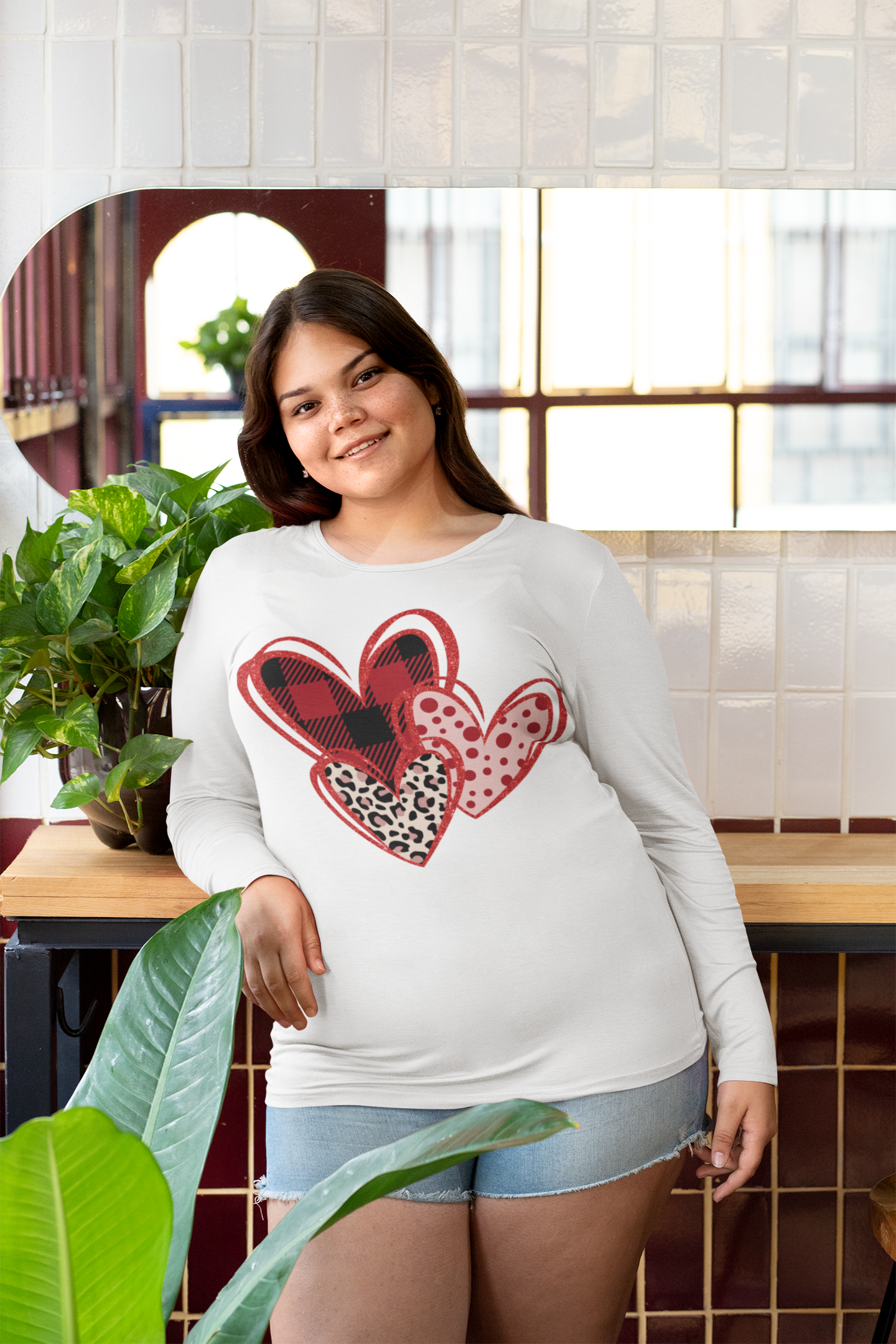 Triple Hearts Long or Short Sleeve Tee