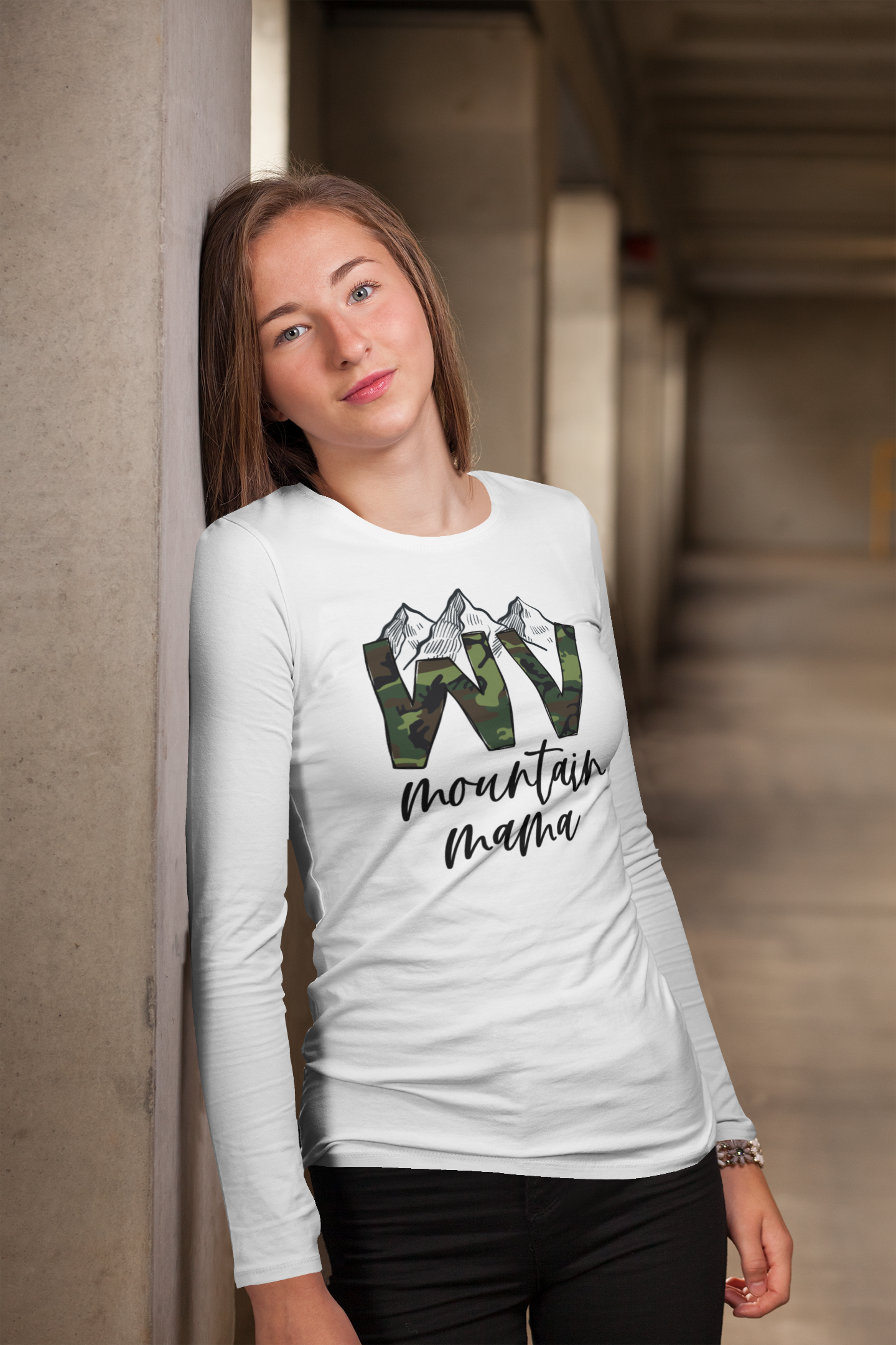 WV Mountain Mama Camo Regular & Plus Graphic Long & Short Sleeve Tee