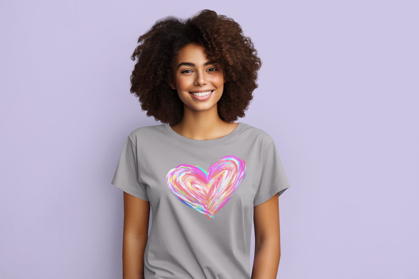 Water Color Soft Swirl Graphic Heart Long or Short Sleeve Tee