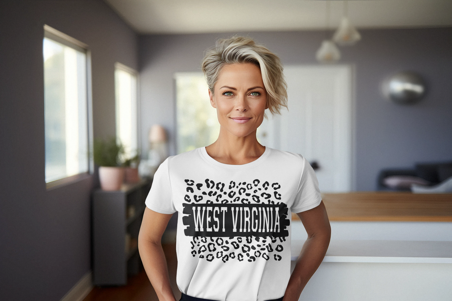 West Virginia Leopard Regular & Plus Long or Short Sleeve Graphic Tee