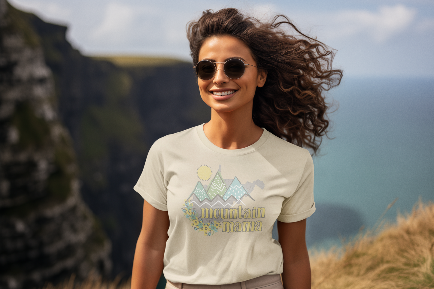 Mountain Mama in Pastels Regular & Plus Long or Short Sleeve Graphic Tee