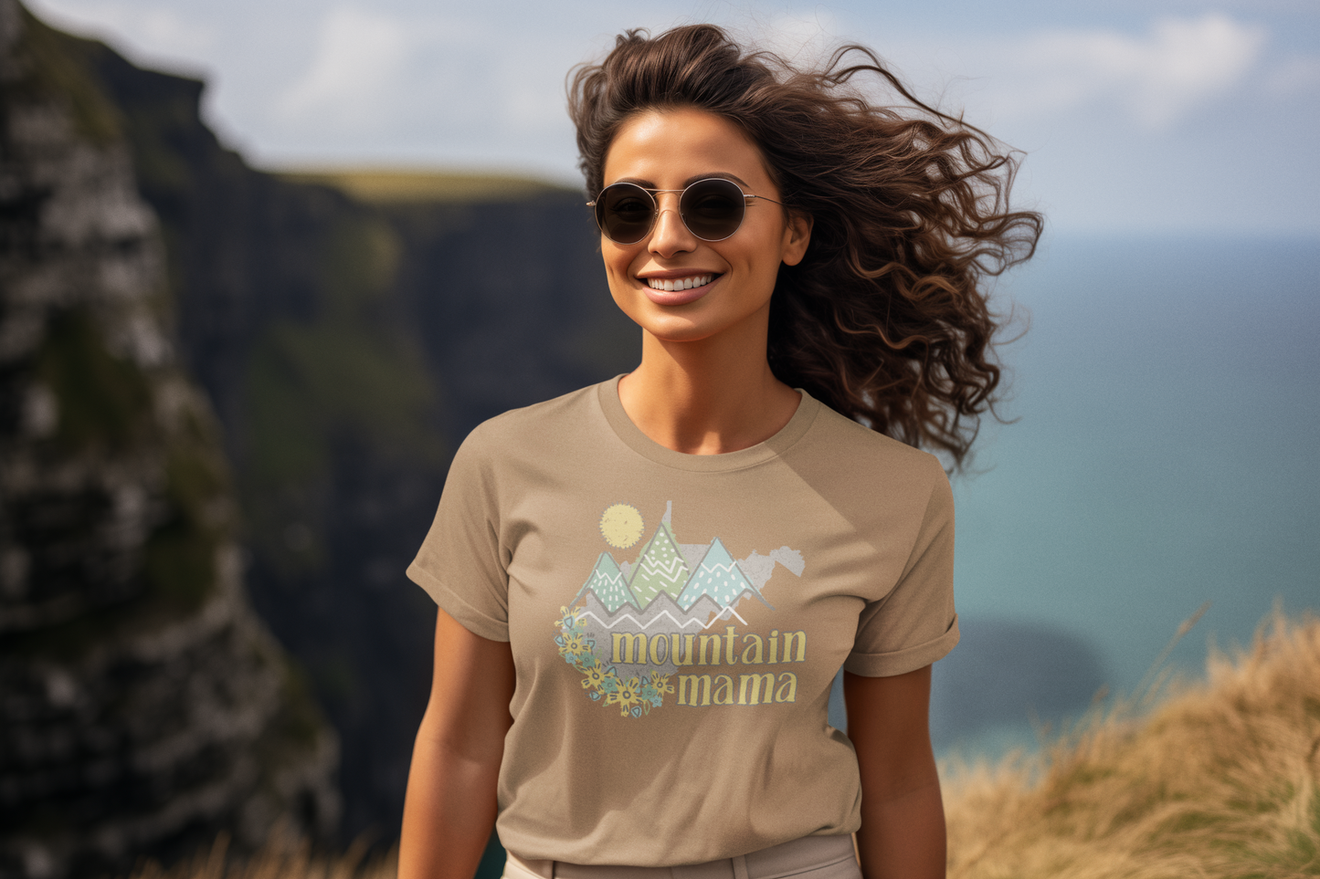 Mountain Mama in Pastels Regular & Plus Long or Short Sleeve Graphic Tee