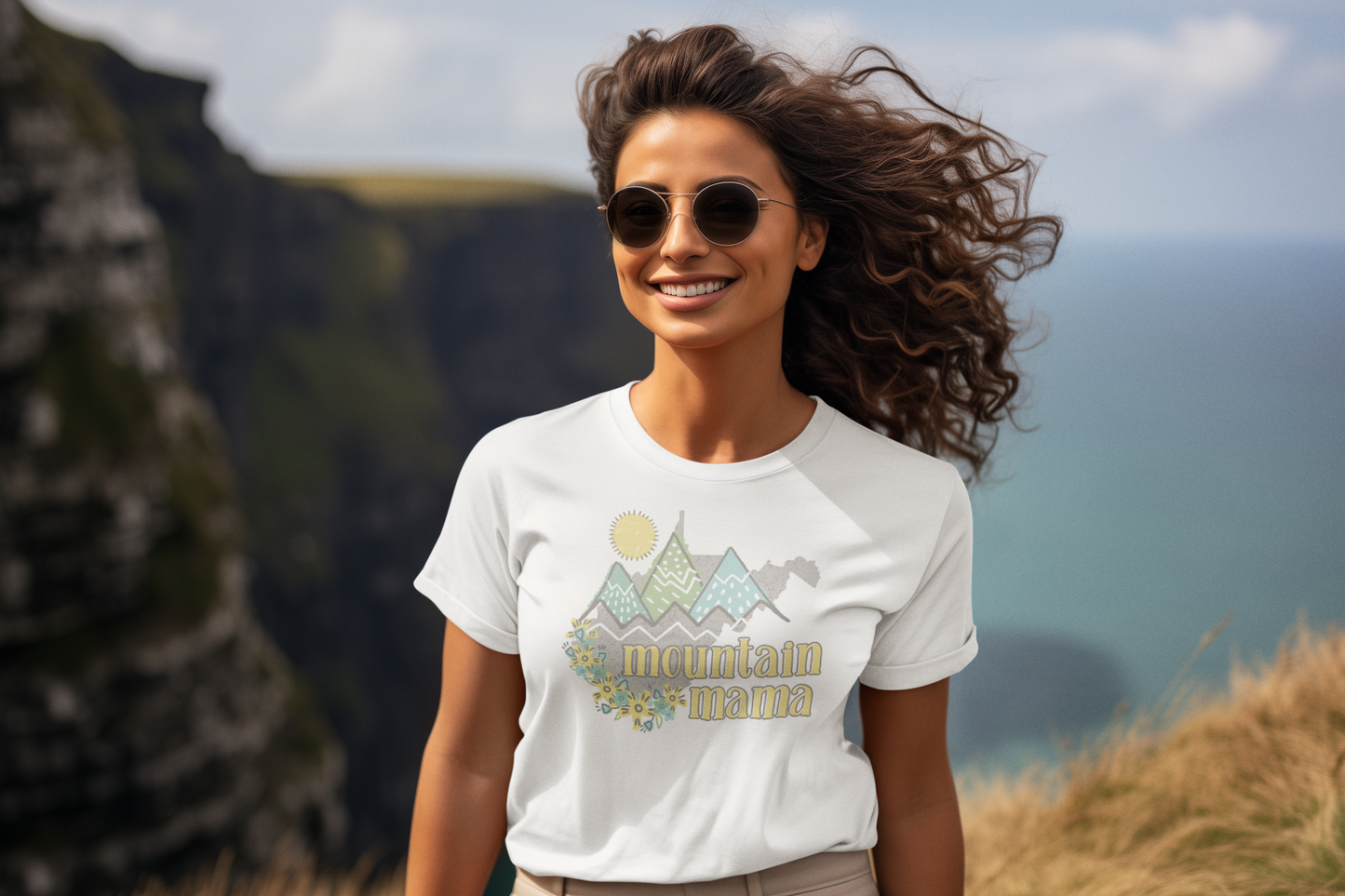 Mountain Mama in Pastels Regular & Plus Long or Short Sleeve Graphic Tee