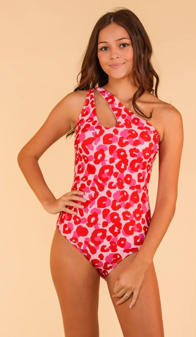 The Victoria Pink & Leopard One Piece Bathing Suit