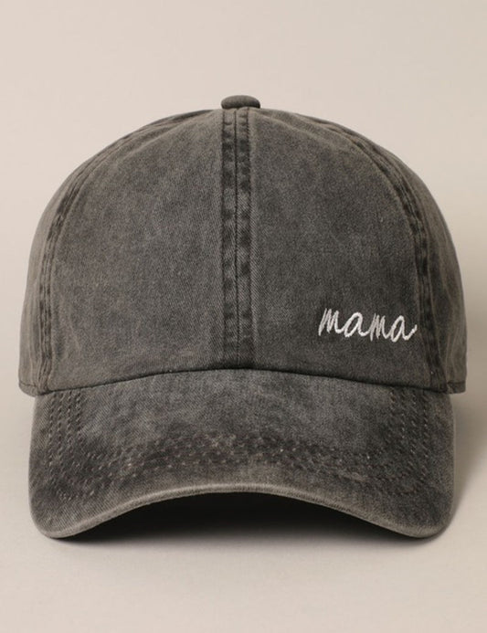 Mama Lettering Embroidery Black Baseball Cap