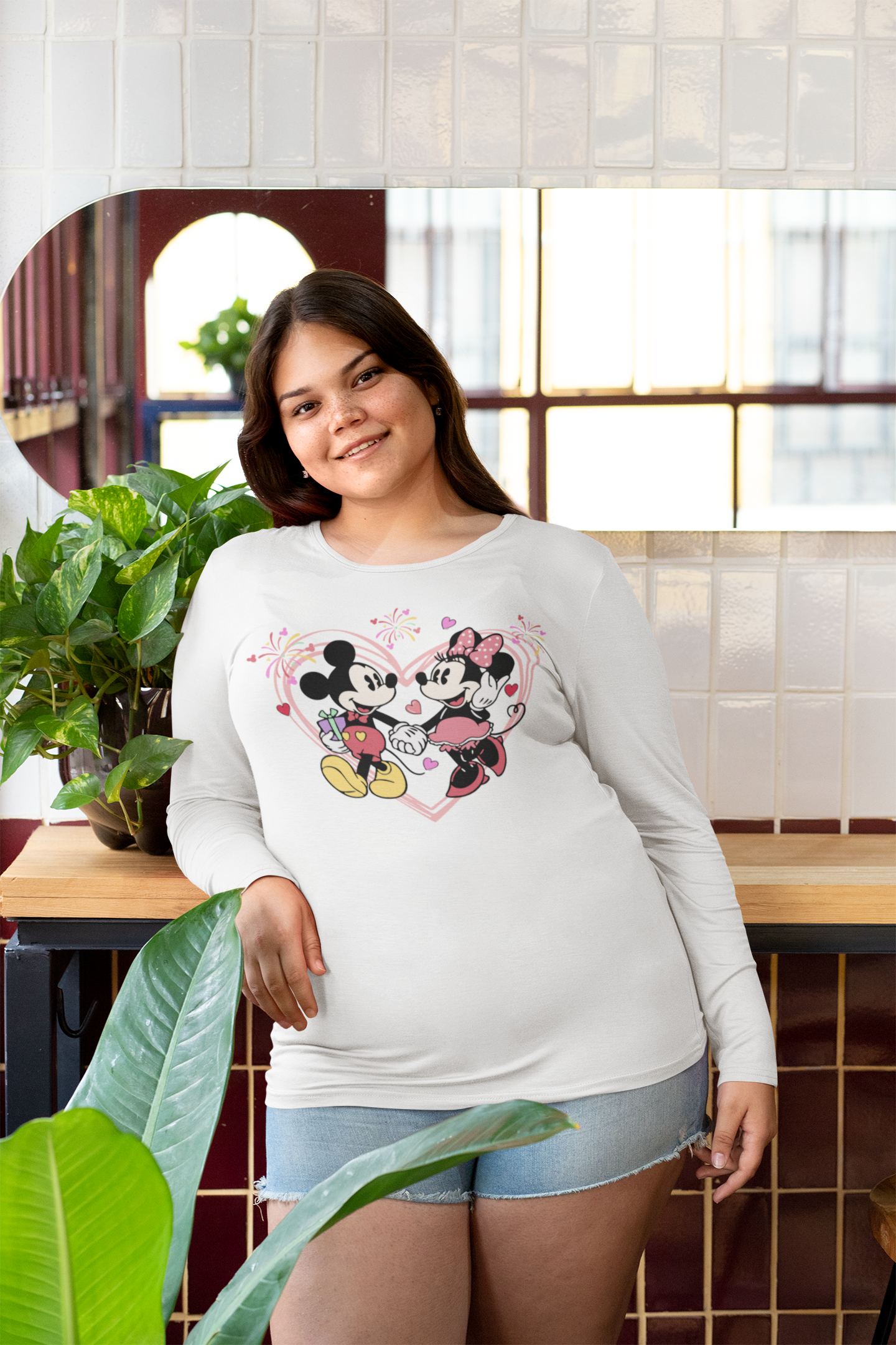 Mickey & Minnie Heart Short or Long Sleeve Tee