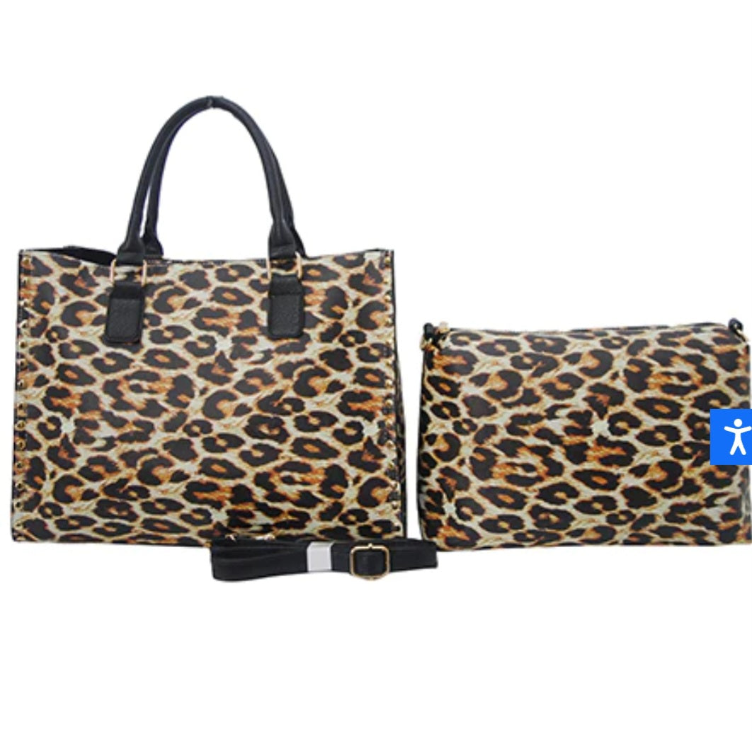 Wild Leopard 2-n-1 Faux Leather Tassle Bag