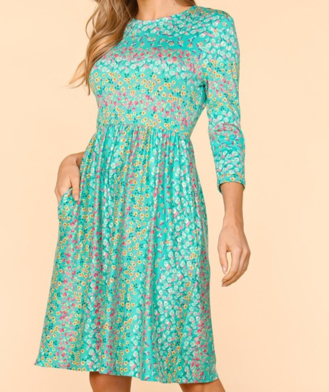 Fit & Floral Mint Midi Dress