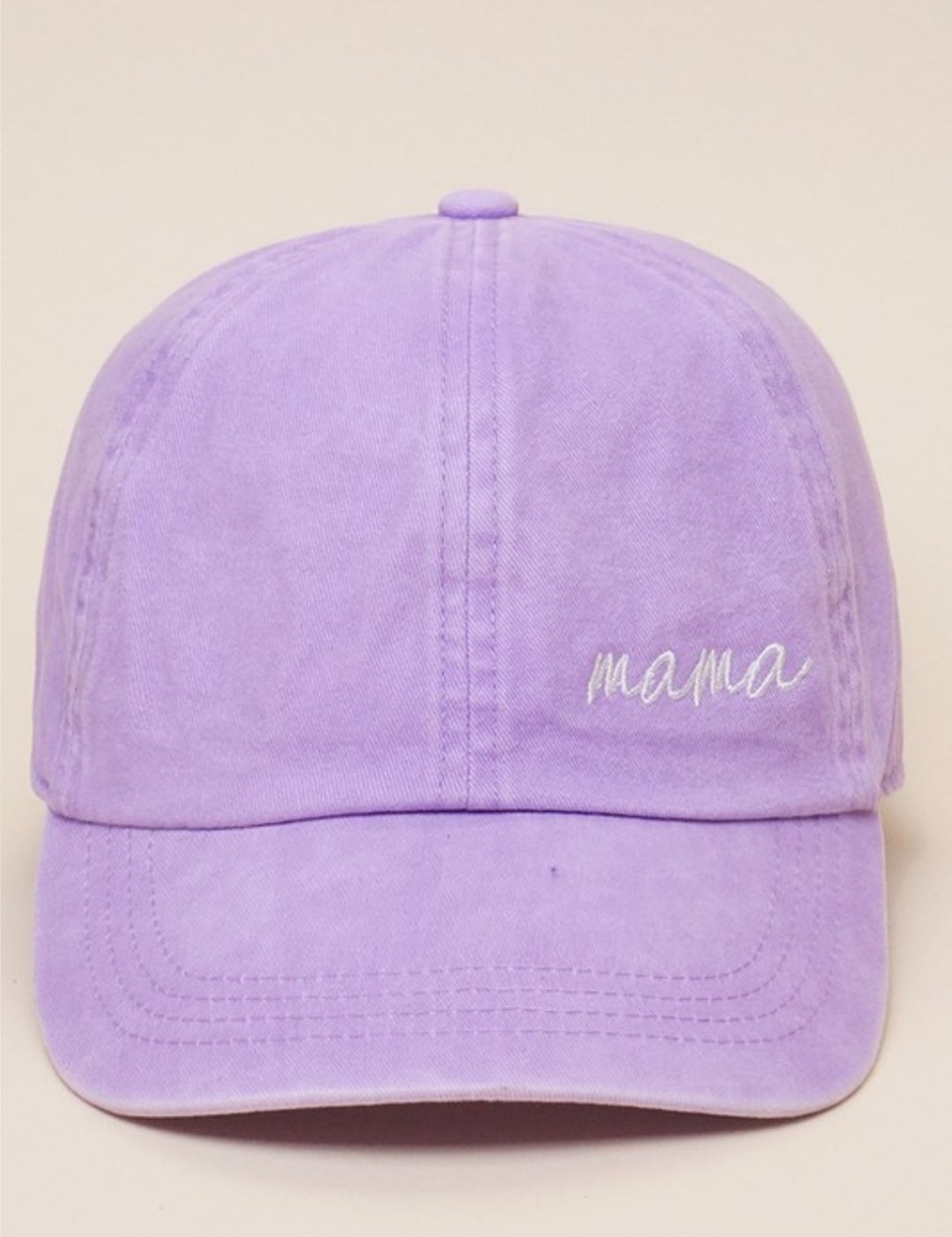 Mama Lettering Embroidery Lavender Baseball Cap