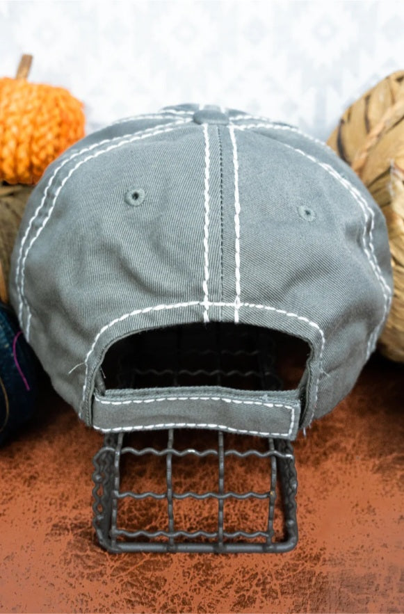 Distressed Steel Gray Happy Halloween Cap