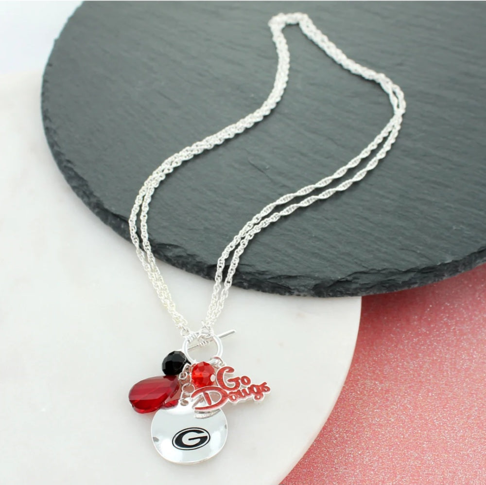 Your Favorite Collegiate Team's Disc Logo & Slogan Cluster Necklace