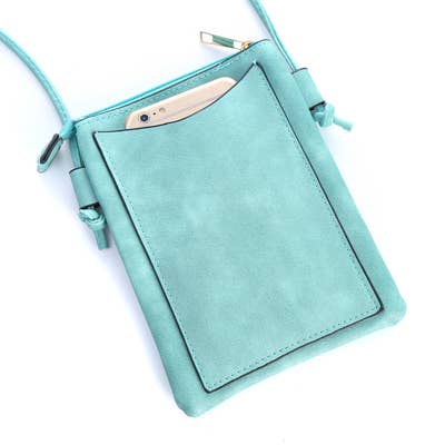 Aqua - Butterfly Cut Crossbody Bag With Cellphone Pocket