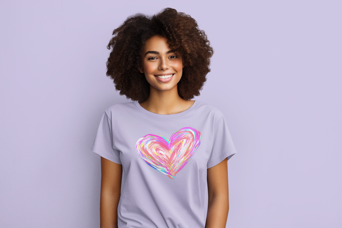 Water Color Soft Swirl Graphic Heart Long or Short Sleeve Tee