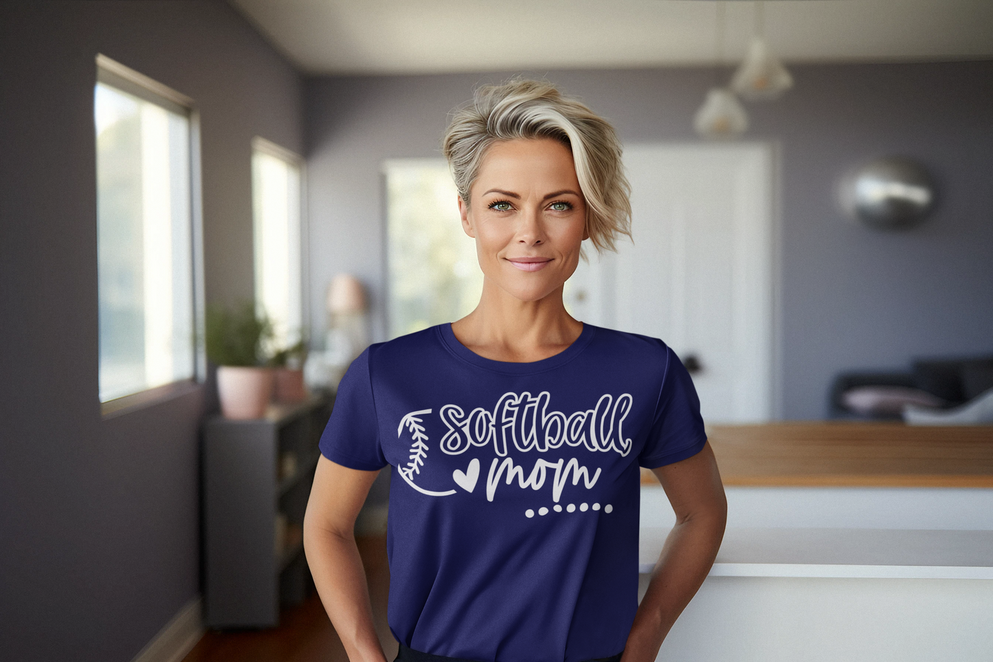 Softball Mom Graphic Tee with White Lettering