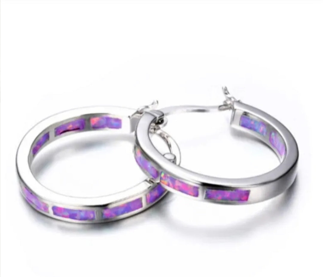 Purple Women's Fashion Snap Bar Closure Earrings