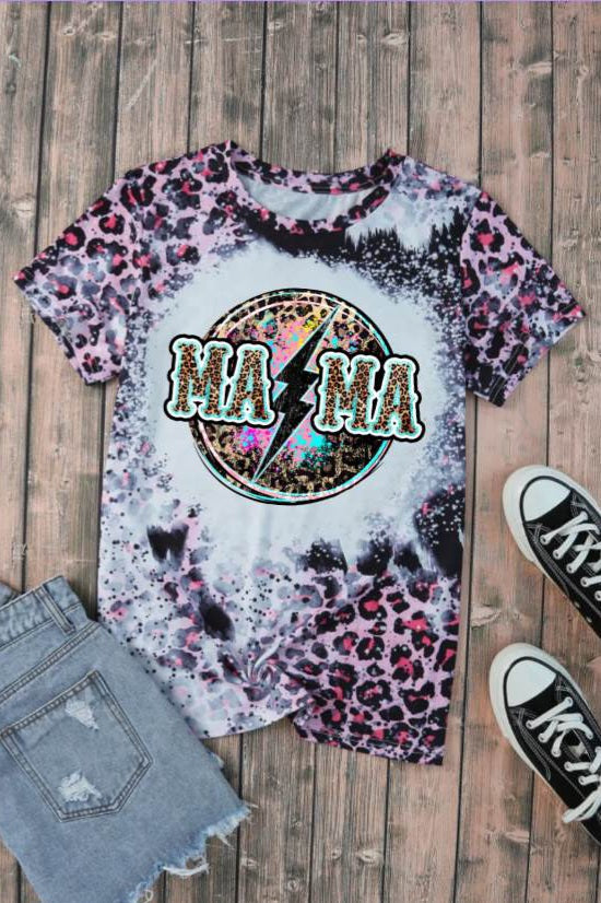 Tie Dye Bleached Mama Graphic Tee