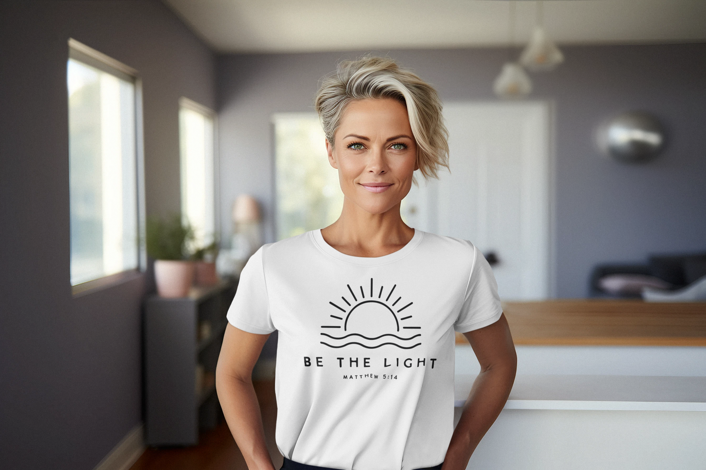 Be the Light Regular & Plus Long or Short Sleeve Graphic Tee with White Lettering