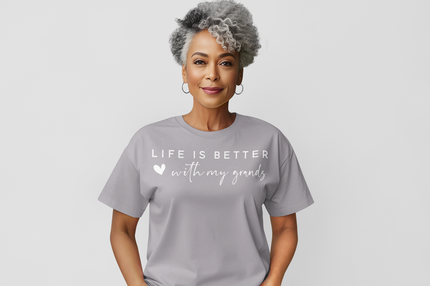 Life is Better With My Grands Regular & Plus Long or Short Sleeve Graphic Tee with White Lettering