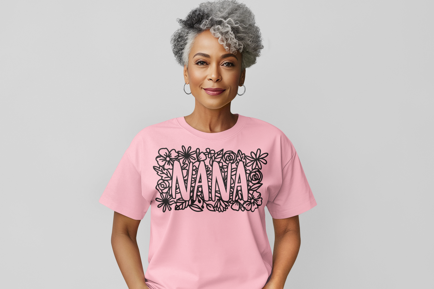 Nana Floral Black Lettering Graphic Tee