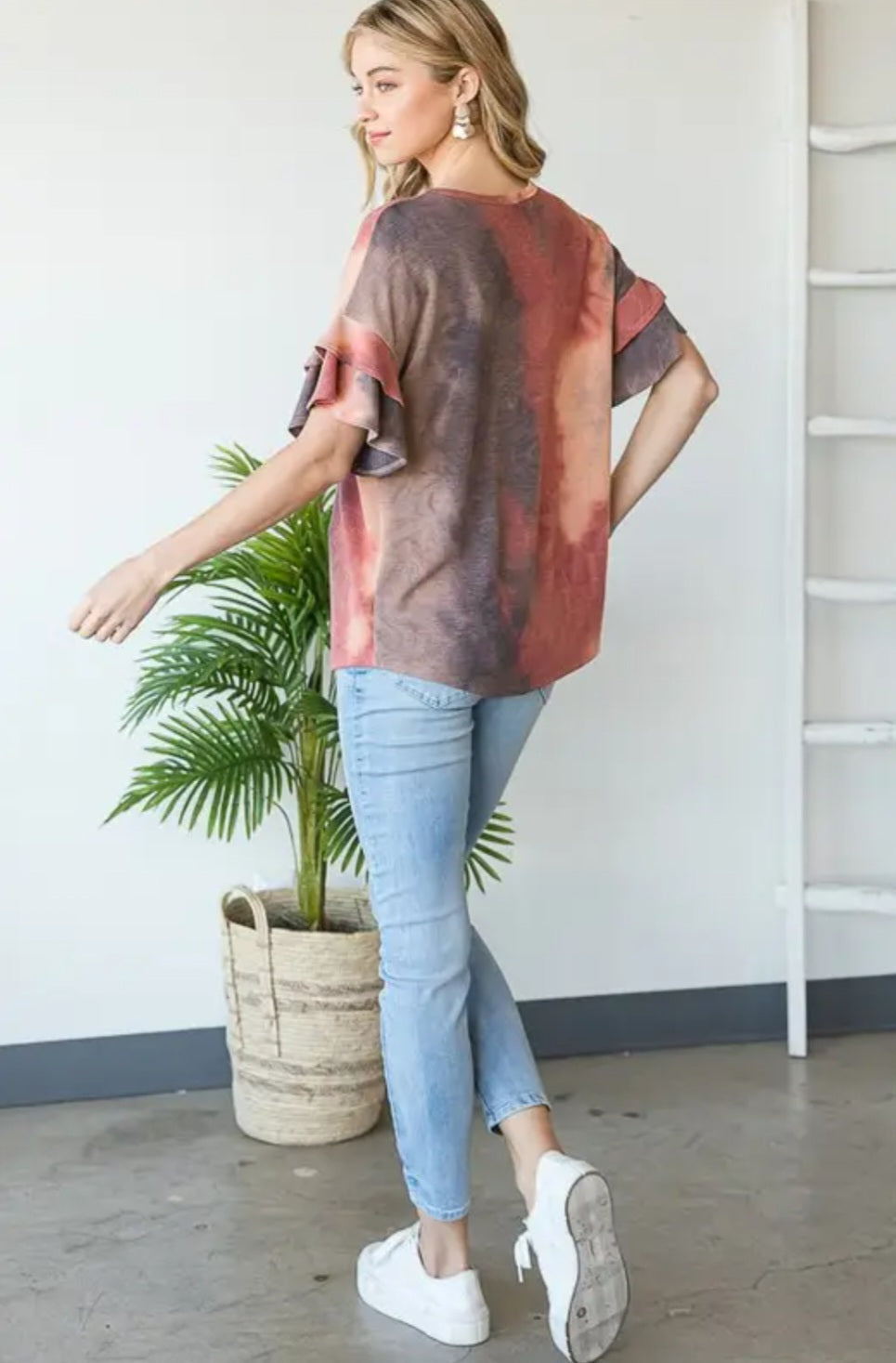 Ruffled Sleeve Multicolor Top