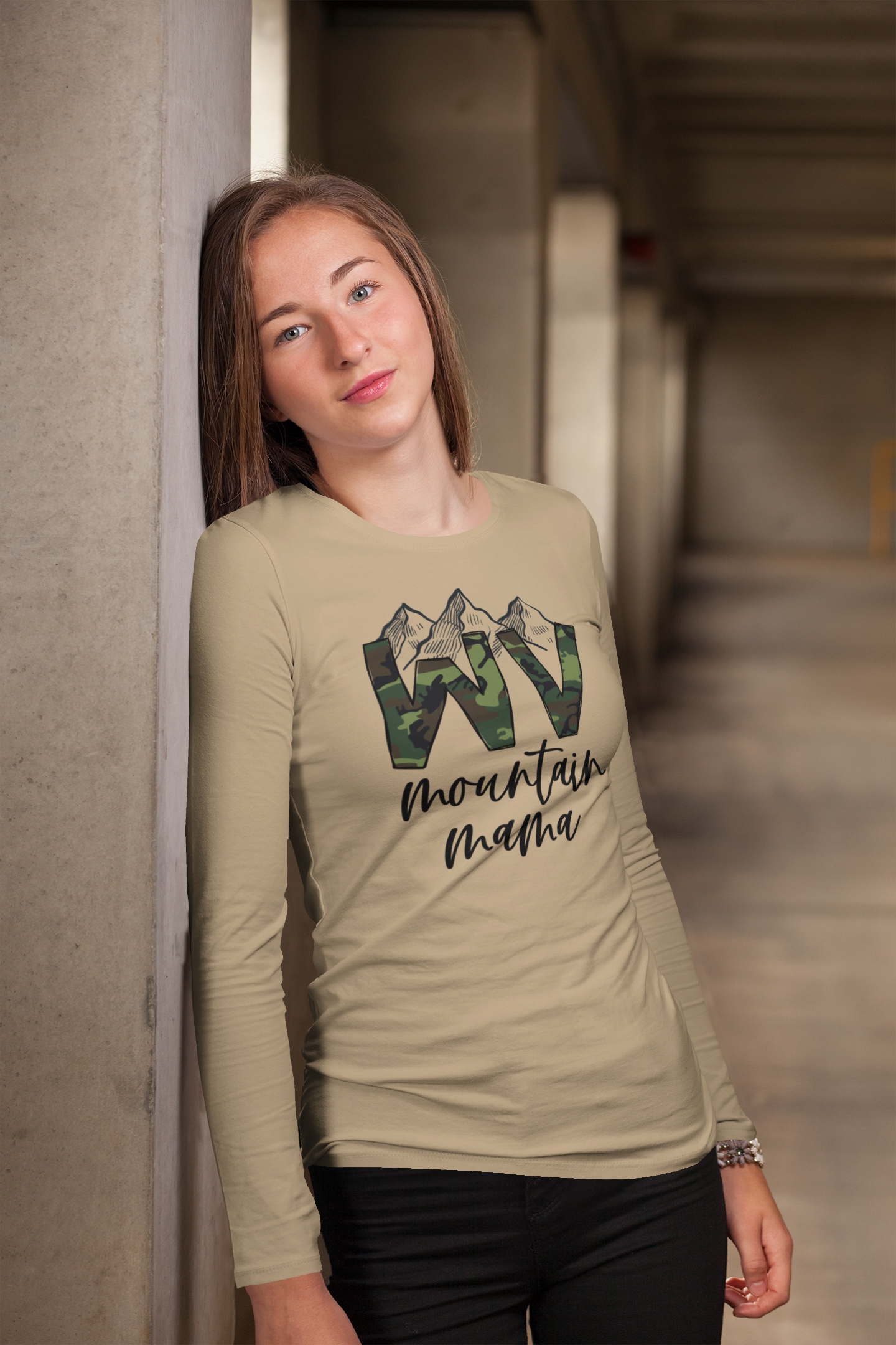 WV Mountain Mama Camo Regular & Plus Graphic Long & Short Sleeve Tee