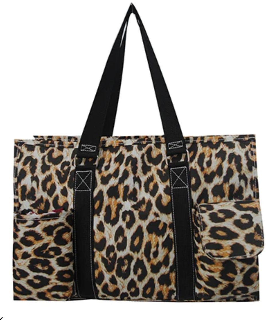 Wild Leopard Zippered Caddy Organizer Tote Bag