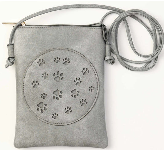 Grey Paw Crossbody Bag