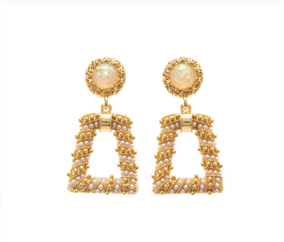 Gold & Pearl Women's Fashion Geometric zearrings