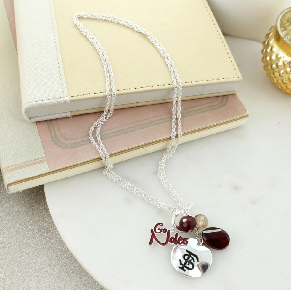 Your Favorite Collegiate Team's Disc Logo & Slogan Cluster Necklace