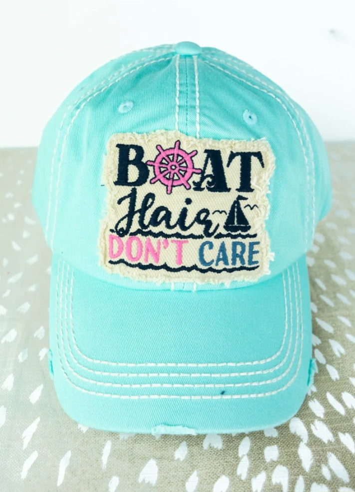 Distressed Mint Boat Hair Don't Care Hat