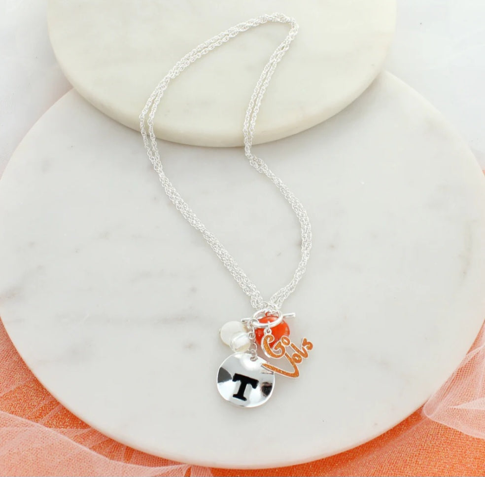 Your Favorite Collegiate Team's Disc Logo & Slogan Cluster Necklace