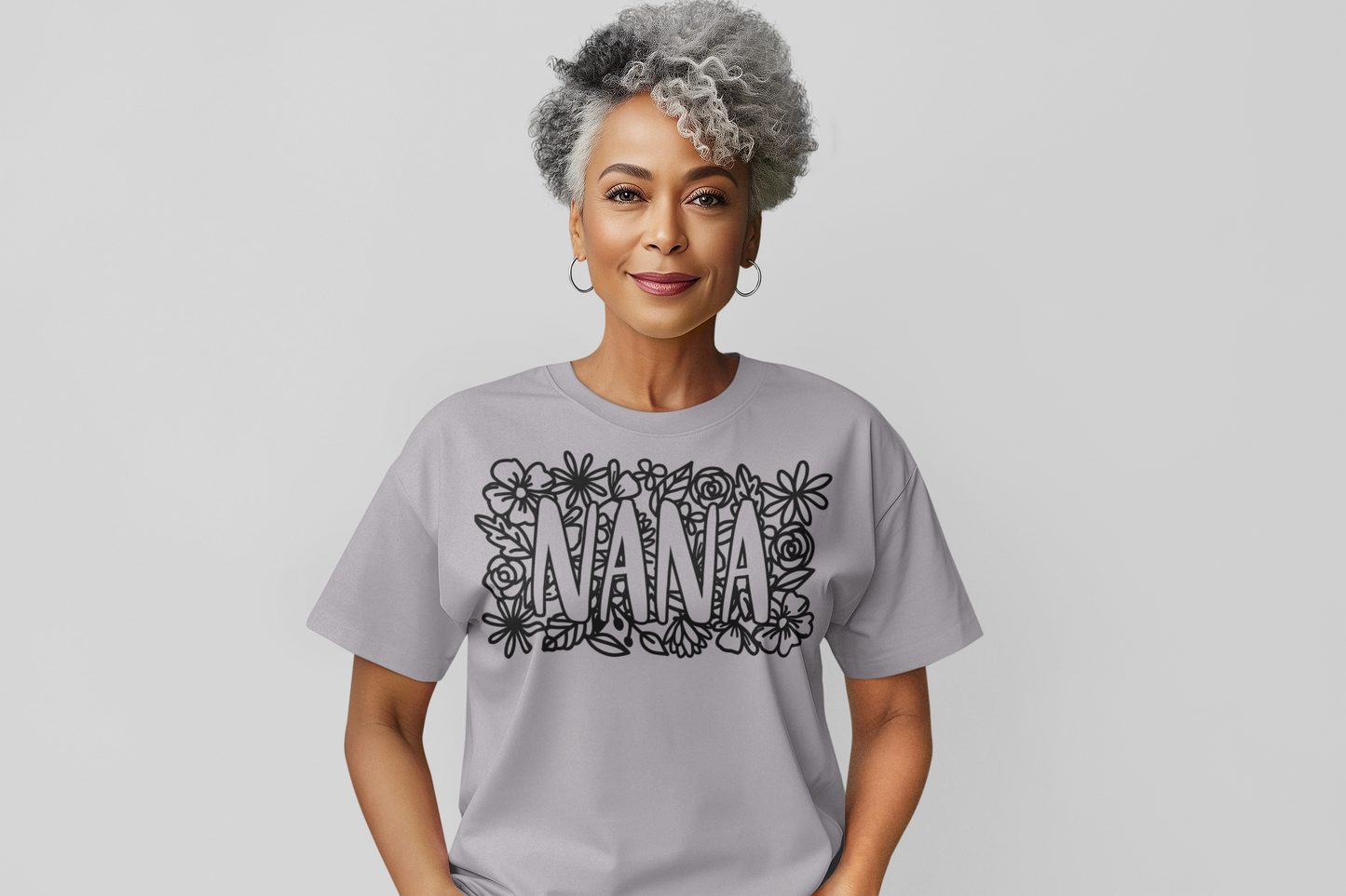 Nana Floral Black Lettering Graphic Tee