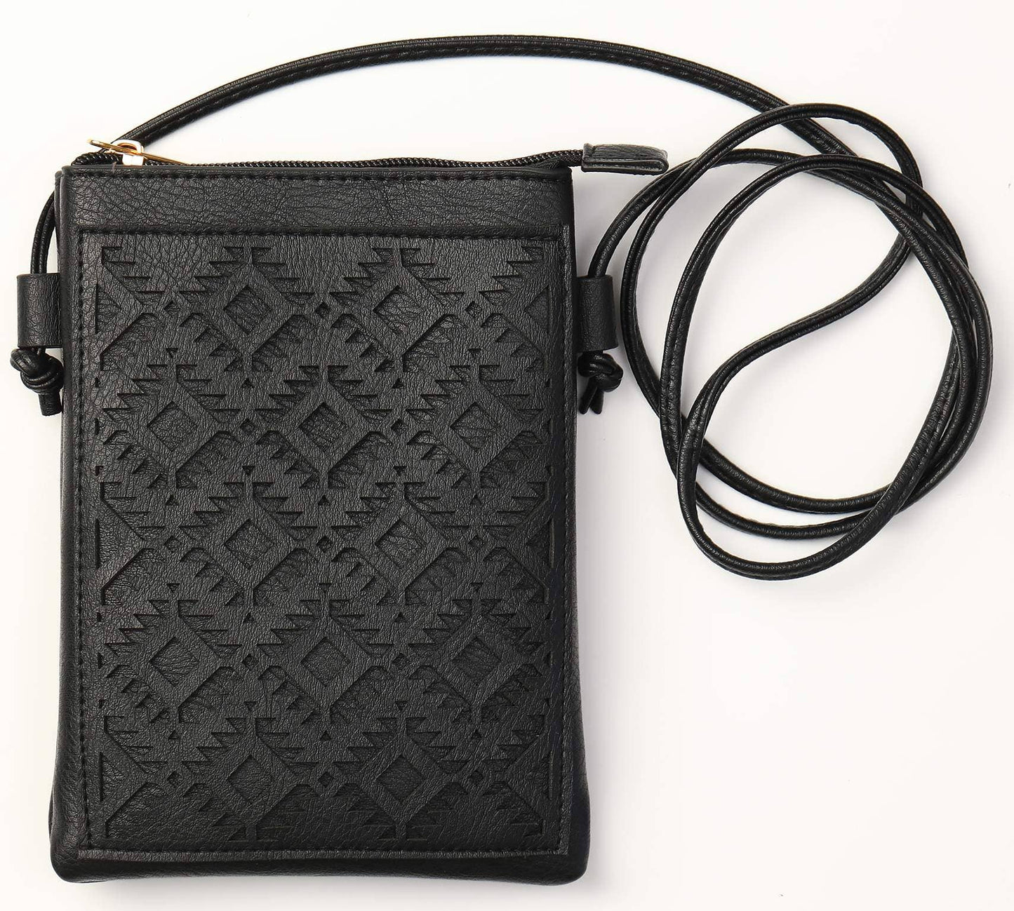 Black - Aztec Lacer cut crossbody cellphone bag