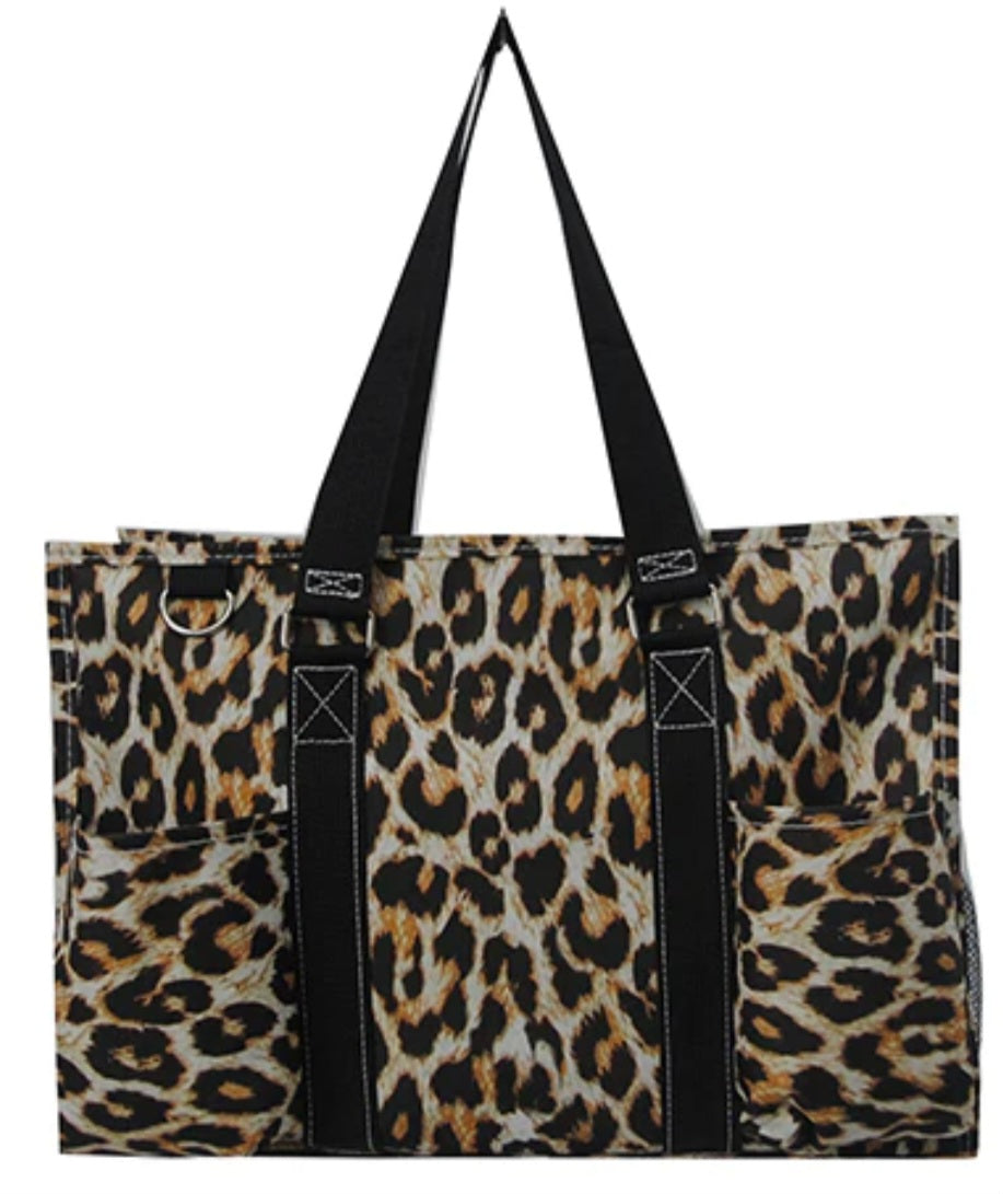 Wild Leopard Zippered Caddy Organizer Tote Bag