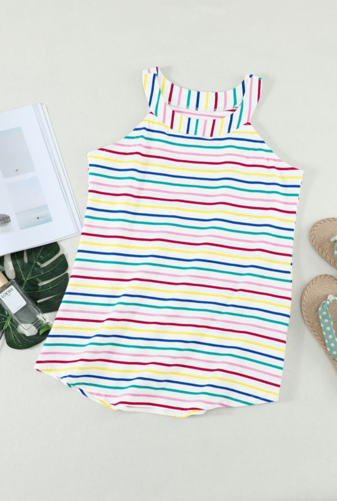 Colorful Striped Halter Tank